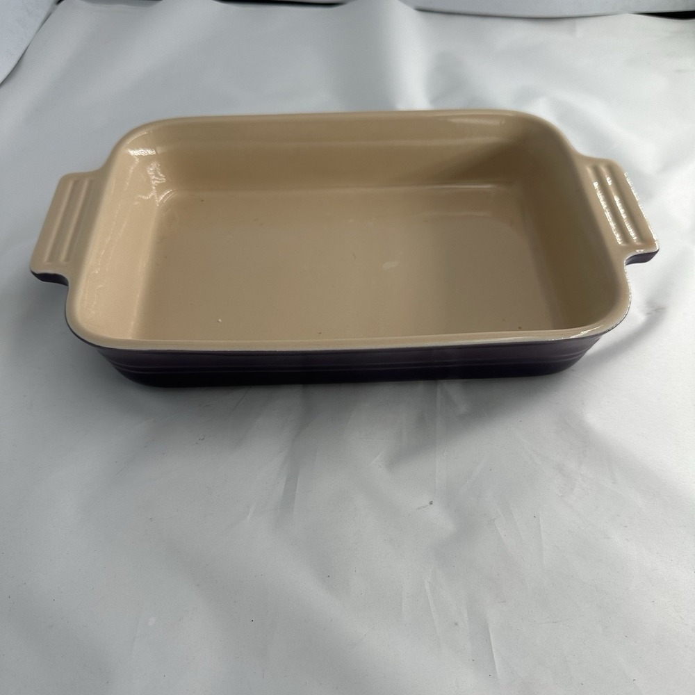 2 Le Creuset Purple Ceramic Rectangular Casserole Baking Dishes 12" & 7.5" NEW